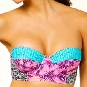 Hula Honey Juniors Leaf Breeze Underwire Push Up Strapless Bikini Top Size Large